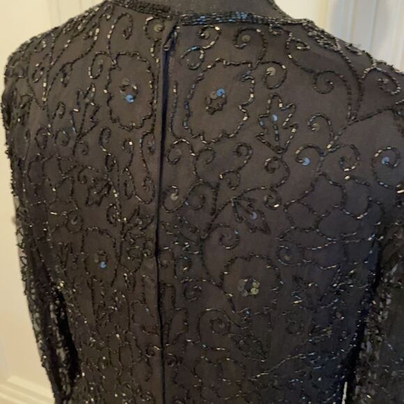 New Look Black Silk and Beaded Tunic Blouse‎ - Picture 5 of 7
